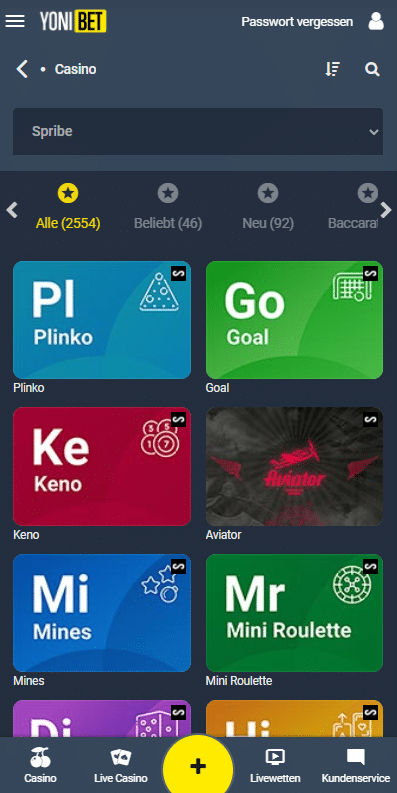 Yonibet Bonus Code für mobile